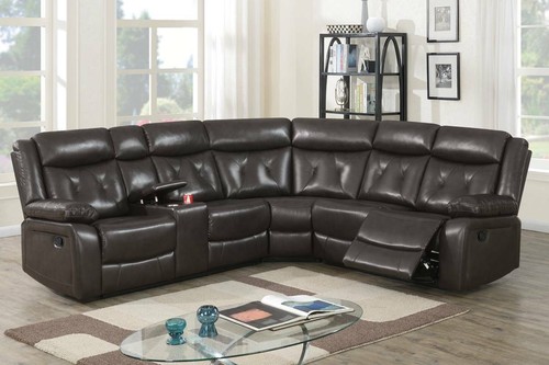 Manual Reclining Large Family Motion Sectional Sofa Console Wedge Recliner Couch