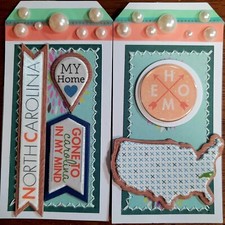 Sewn Premade Scrapbook Page/Sewn Tag Set: North Carolina