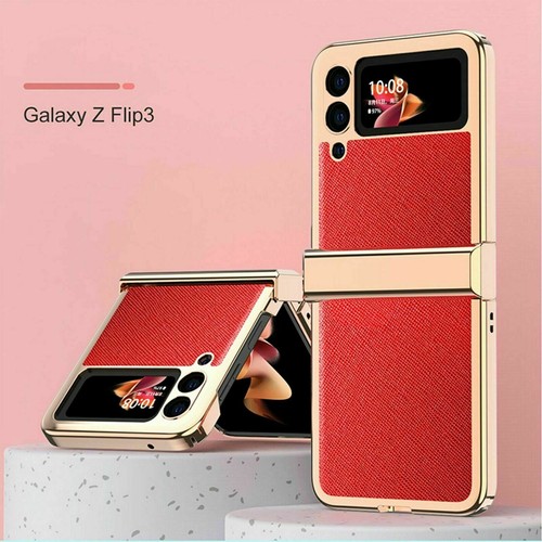 For Samsung Galaxy Z Flip 3 5G Shockproof Luxury Plating Leather PC Case Cover - Photo 21 sur 28