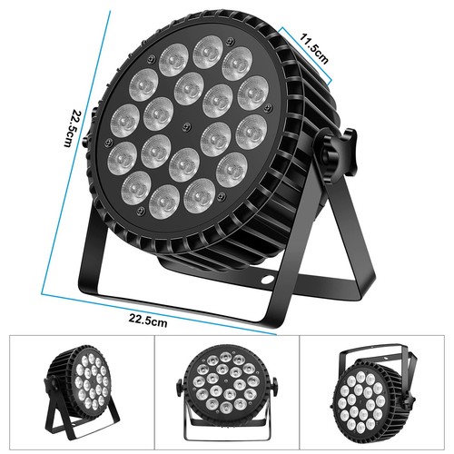 8Stk 270W LED Par Strahler RGB 18 LED Scheinwerfer DMX Bühnenlicht DJ Partylicht - Bild 10 von 36