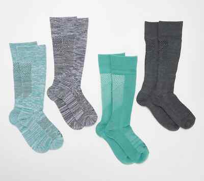 TOMMIE COPPER 4 PACK OVER THE CALF NANOGLIDE COMPRESSION SOCKS Size Large JADE