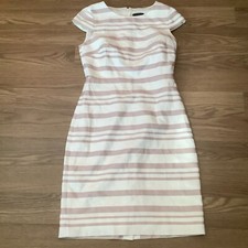 J Crew Cotton Pink White Striped Cap Sleeve Sheath Lined Dress Size 4