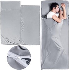 Sleeping Bag Liners with 2 Way Zipper Adult Sleep Sack Travel Sheets Lightweight