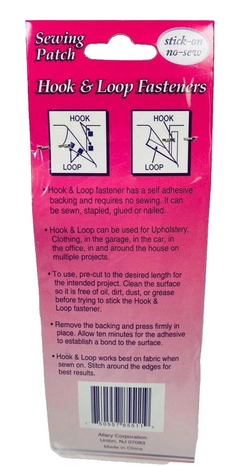 Sujetadores de gancho y bucle Allary Stick-On sin coser, 2 mangos 36" x 7/8", blanco Foto 3 de 3