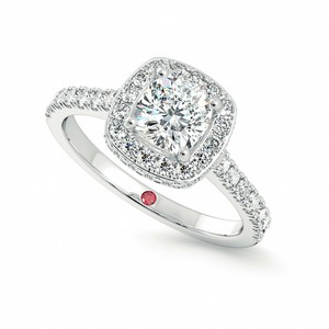 2 00ct Cushion Cut Diamond Halo Engagement Ring 14k White Gold