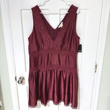 Torrid Festi Red Mahogany Lace Trim Drop Waist Dress 1X 14-16 NWT