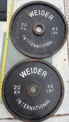 Paire De Poids Olympiques Weider International - 2x 10kg (22 Lb) - Total 44 Lbs - Vintage