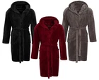 Mens Luxury Fleece Bathrobe Dressing Gown Hooded Bath Robe or Collar Housecoat