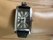 Juicy Couture Silver Rectangular Heart Charm Genuine Leather Watch