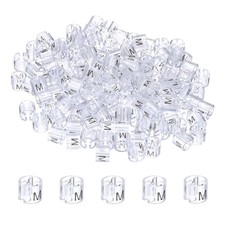 100-Pack Plastic Clothes Hanger Markers m Size for 3mm Rod Transparent 