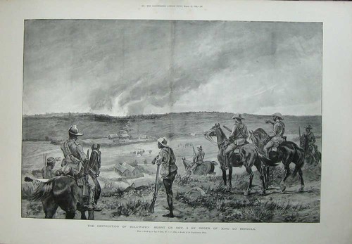 Antique Print Ref.965 1894 Destruction Buluwayo King Bengula War Siers Art