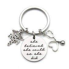 Nurse Graduation Keychain - RN Gift: 'She Believed She Could So She Did' Insp...