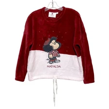 Mafalda Long Sleeve Hidden Snowflake Pajama Top Womens Secret XS Cozy Comfort