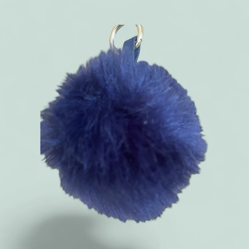 Chaveiro de pele grande Pom Pom bola folhada chaveiro/bolsa bolsa charme 5" (azul) - Imagem 2 de 4