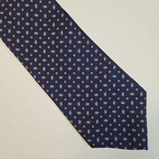 Brooks Brothers 100% Silk Medallion Tie 61" x 4" Navy Blue USA Made
