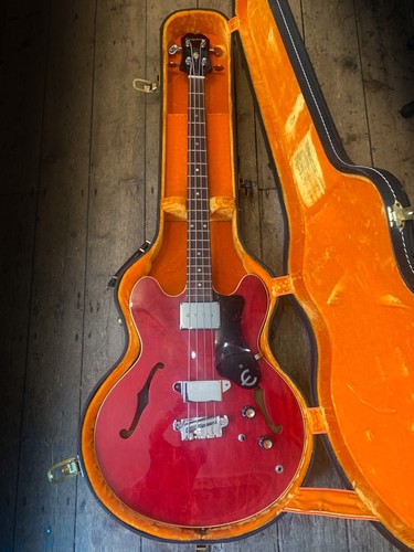 1967 EPIPHONE RIVOLI Bass Guitar - EB 232C in CHERRY  with hard shell case - Picture 5 of 19