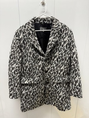 Straight to Hell Wanda Leopard Print Faux Fur Teddy Coat Size Medium Wool Blend