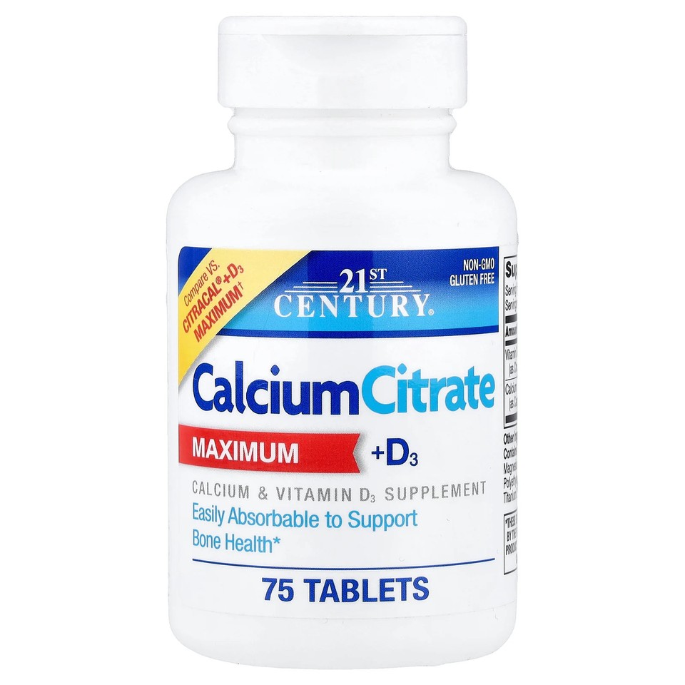 Calcium Citrate + D3 Maximum, 75 Tablets