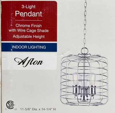 Patriot Lighting Afton 3 Light Chrome Wire Cage Pendant