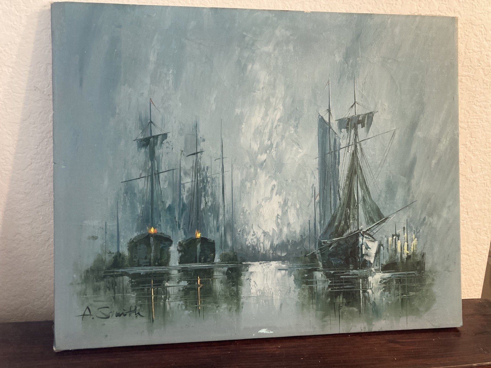 Original acrylic painting of Stormy Sea on stretched canvas