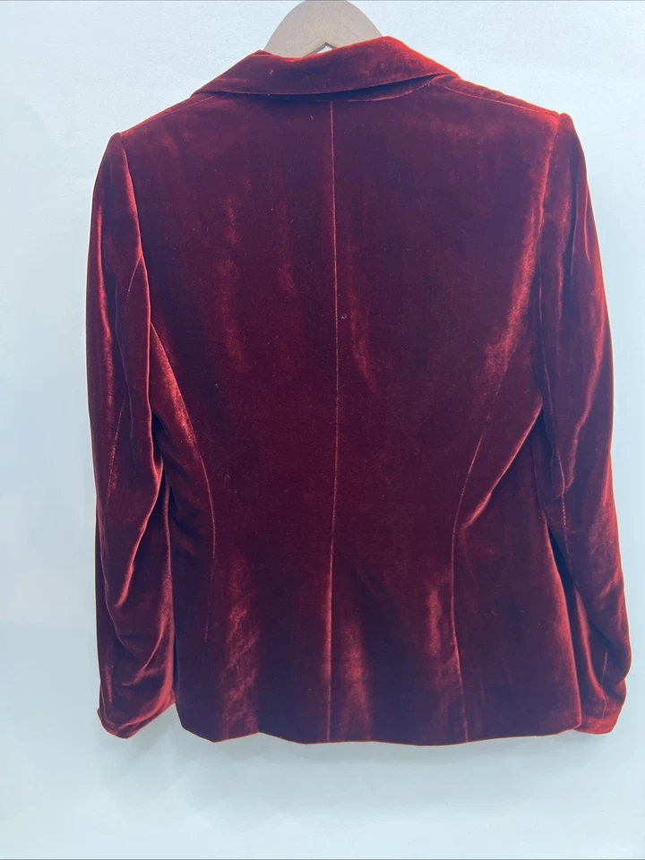 Chaqueta de traje de terciopelo rojo para mujer Anne Klein - Vacaciones - Talla 6 Foto 4 de 4