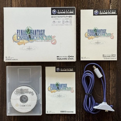 JAPAN Nintendo GameCube FF Crystal Chronicles GBA Cable Set Complete Big Box CIB