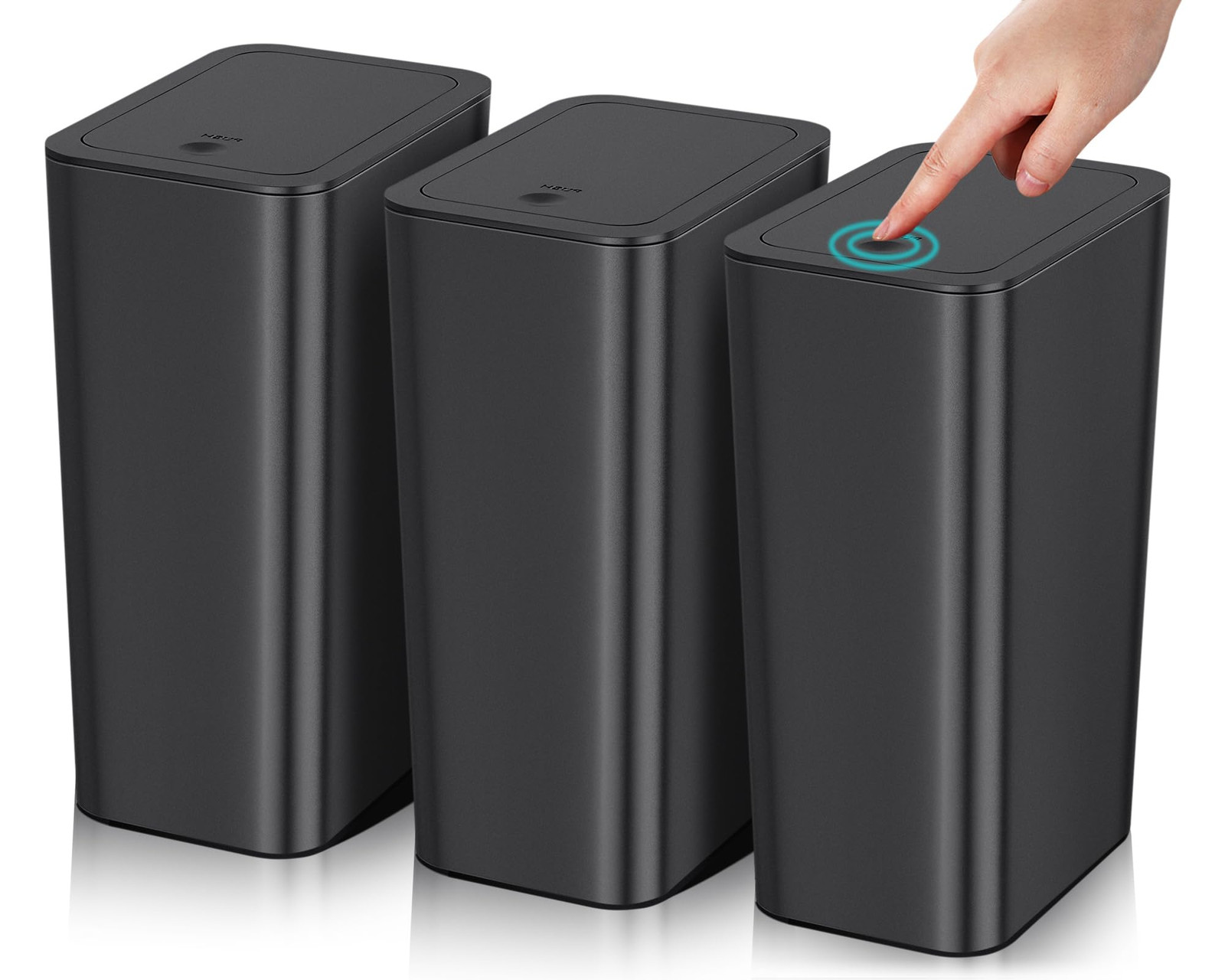 3-Pack 10L Slim Bathroom Trash Can with Lid, 2.6 Gallon Garbage Bin