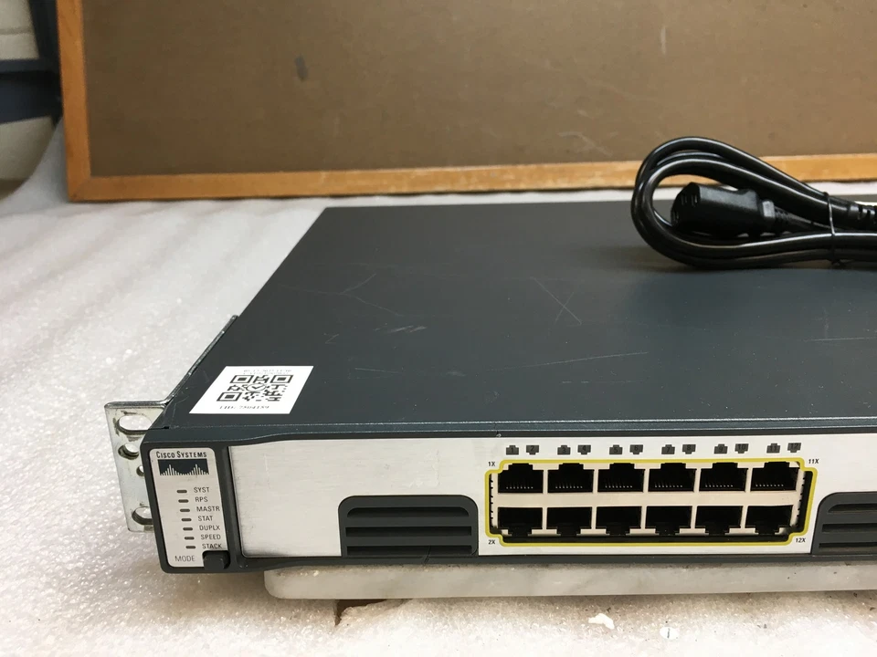 Cisco Catalyst 3750G Series 24 Port Gigabit Switch WS-C3750G-24T-S w/ Rack Ears - Image 2 of 4
