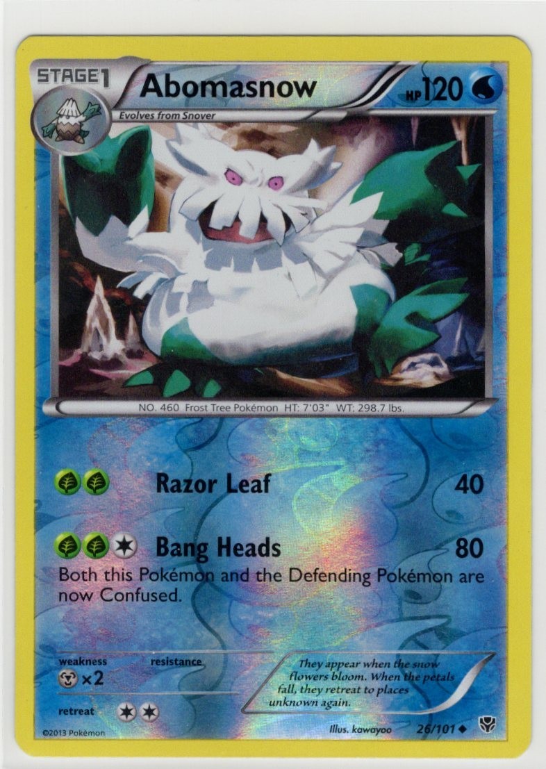 Pokemon Plasma Blast Abomasnow 26/101 Uncommon Reverse Holo