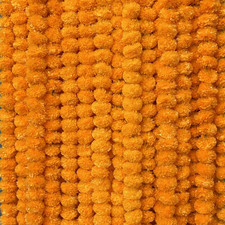 5 PC - 5 Feet Marigold Garland Indian/American Wedding Party Mantle Decoration,