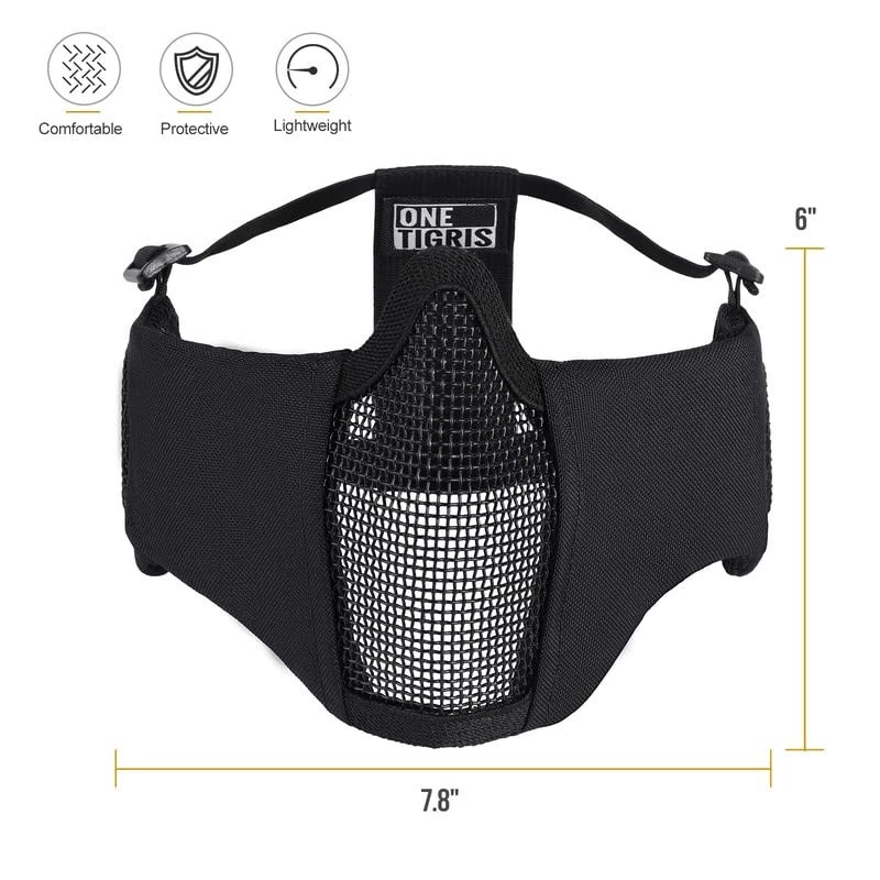 6" Foldable Half Face Mesh Mask with Ear Protection, Tactical Lower Face Prot... - Image 4 of 4