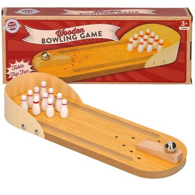 A2Z 4 Kinder Mini Bowling Holz Tischplatte Spielzeug Set Miniatur Skittles Spiel
