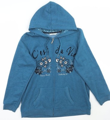 George Damen Jacke Mantel blau geblümt Größe M