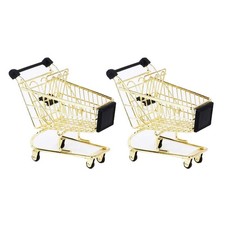 2 Pcs Mini Shopping Cart Small Supermarket Cart Metal Shopping Utility Superm...