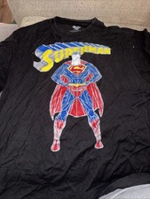 Superman DC Comics Adult New T-Shirt - Stylized Lined Supes Under Logo XL