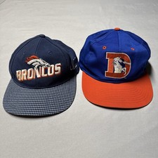 Denver Broncos Vintage Hat Lot Logo Athletic Blue Geometric Grid 90s
