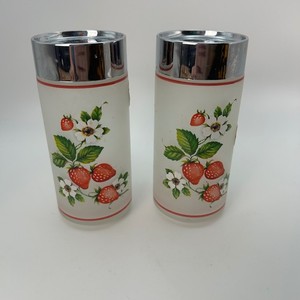 Westmoreland Salt and Pepper Shakers Strawberry Frosted Glass Vintage Set READ
