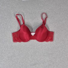 Wacoal Women Bra 36B Red T Shirt Underwired Lace Lightly Lined