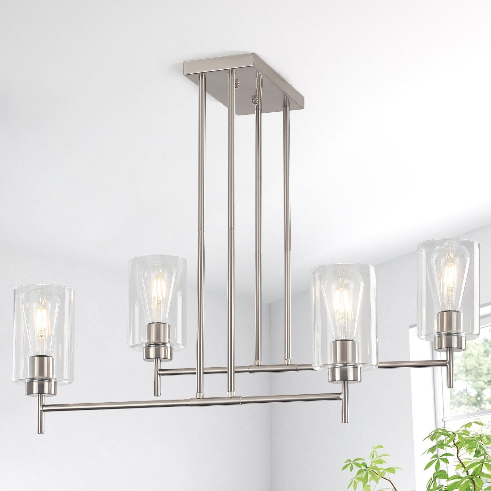 28.14 Inch Wide 4-Light Semi Flush Mount Chandelier in Classic Design