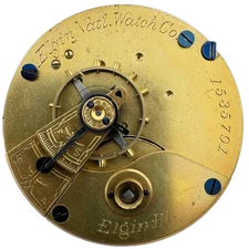 Antique 18s 1885 Elgin 7j Key Wind Open Face Pocket Watch Movement 7 USA