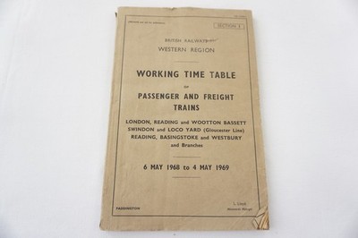 1968 Railway Working Timetable Western Region Section I Westbury Reading