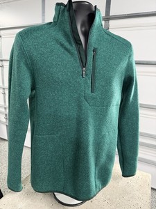 Figs On Shift Fleece Sweater Jacket Womens XS Green Quarter Zip Medical Scrub