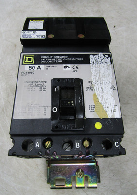  SQUARE D 50 AMP I-LINE CIRCUIT BREAKER 3 POLE 480 VAC FC34050