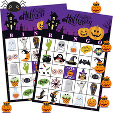 Halloween Bingo Game for 24 Players - Party Games for Kids, School Classroom, Fa