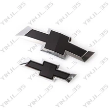 New 2021-2026 Suburban Tahoe Front & Rear Chrome Black Bowtie Emblems Kit OEM