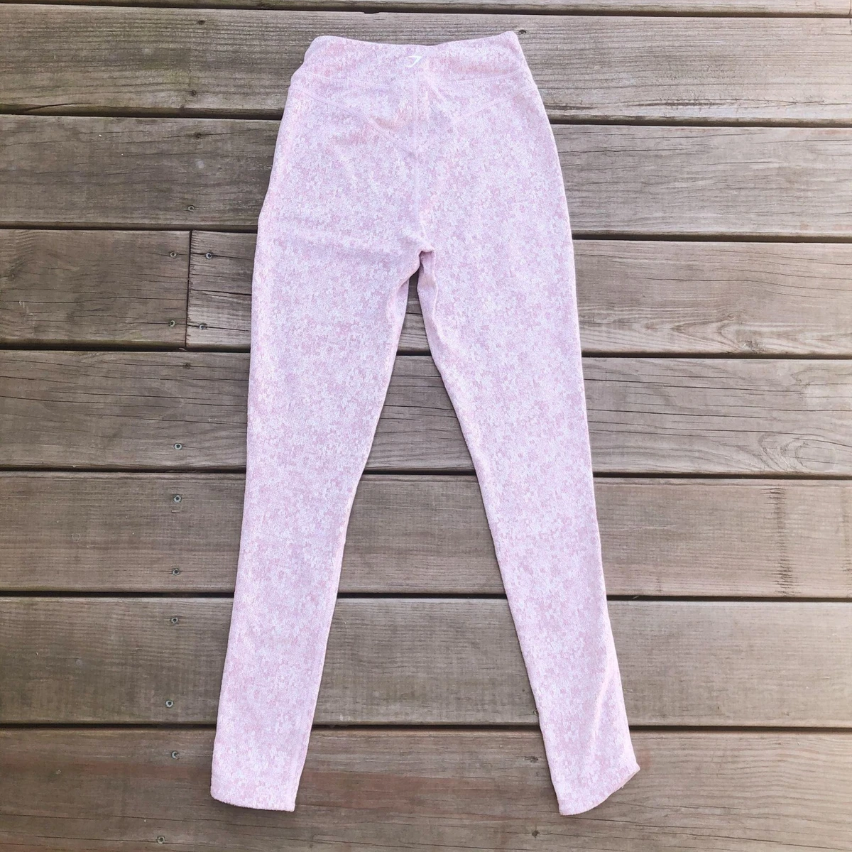 Womens GYMSHARK FLEUR TEXTURE LEGGINGS - DUSKY PINK MARL Size S Small