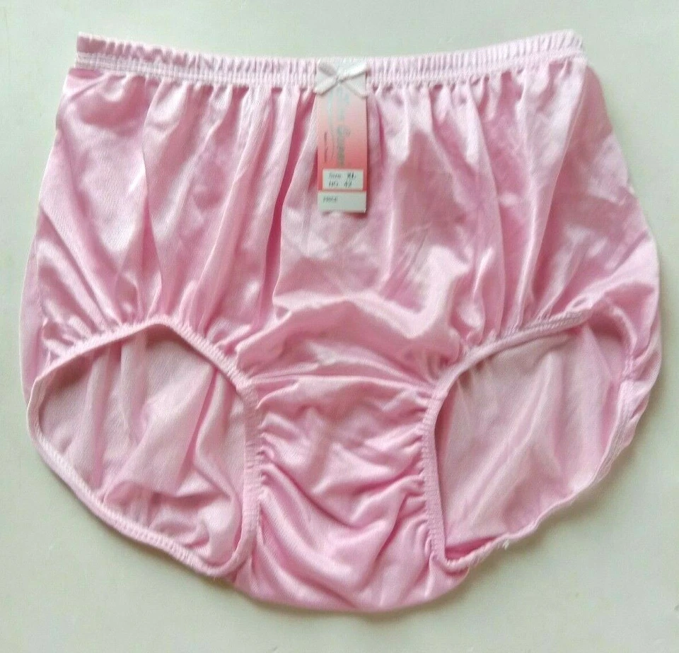 x3 Vintage Pink Panties Nylon Silky Bikini Hi Briefs Sissy Knickers Underwear XL - Image 4 of 4