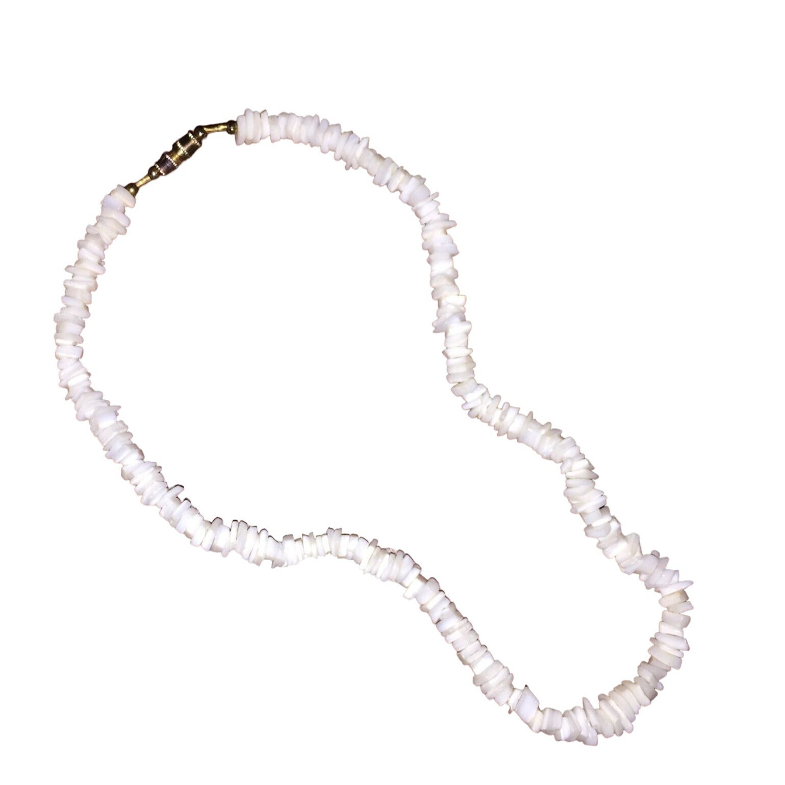 Vintage White Beachy Puka Shell Necklace 7 inches - image 2