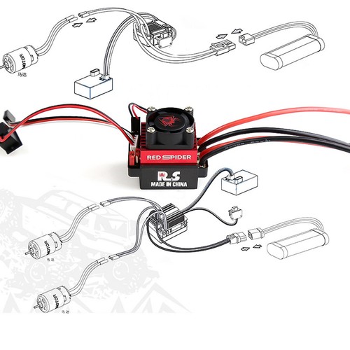 ESC spazzolato 2 vie 320A per TRX-4 SCX10 RC auto arrampicata su barca cingolato - Foto 9 di 12