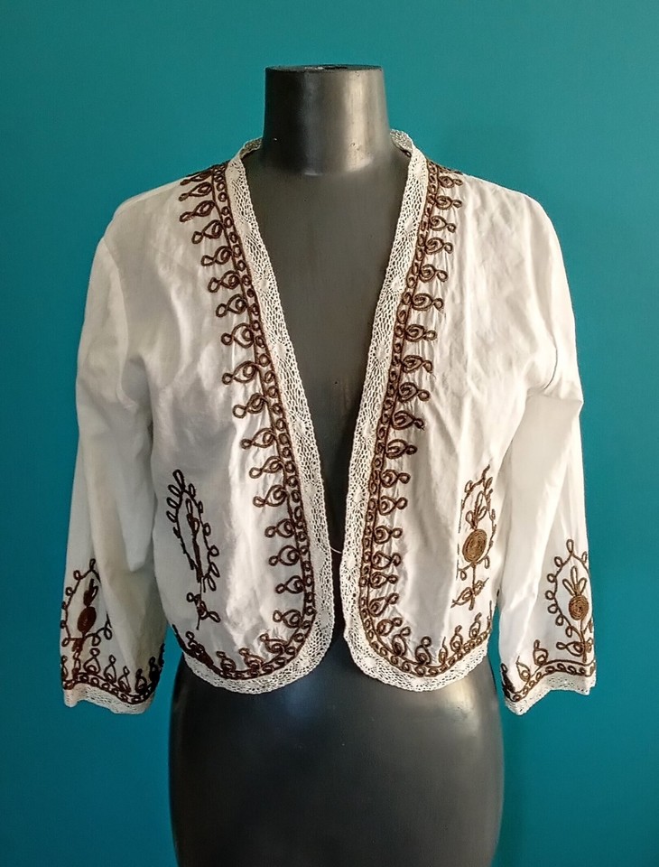Nicona, Beautiful, Embroidered, Cropped,100%Cotton,Top,Size M/L